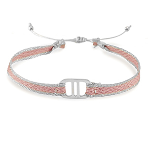 Armb&auml;nder Schmuckband mit Rostfrei Stahl Zwischenst&uuml;ck Light pink-silver