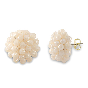 Top Facett Perlen Ohrringe mit &Ouml;se Nude pink