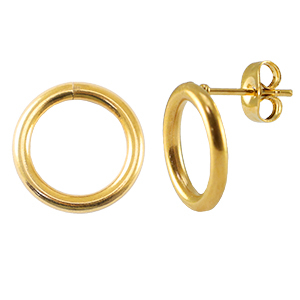 Stainless Steel - Rostfrei Stahl Schmuckzubeh&ouml;r Ohrringe / Ohrstecker 14mm Gold