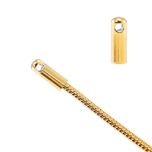 Stainless Steel - Rostfrei Stahl Schmuckzubeh&ouml;r Endkappen f&uuml;r Gliederkette Schlangen &Oslash;1.7mm Gold