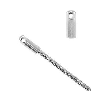 Stainless Steel - Rostfrei Stahl Schmuckzubeh&ouml;r Endkappen f&uuml;r Gliederkette Schlangen &Oslash;1.7mm Silber