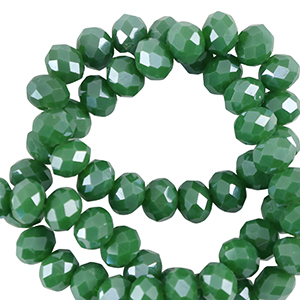Top Glas Facett Perlen 6x4mm rondellen Nile green-pearl shine coating