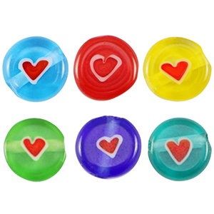 Millefiori-Perlen Disc Herz 8mm Multicolour