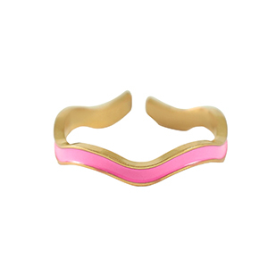 Ringe aus Stainless Steel - Rostfreiem Stahl Gold-neon pink