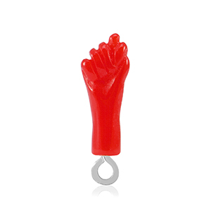 Resin Anh&auml;nger "Mano Fico" Red-silver