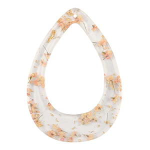 Resin Anh&auml;nger mit getrockneter Blume Tropfen Light pink-gold