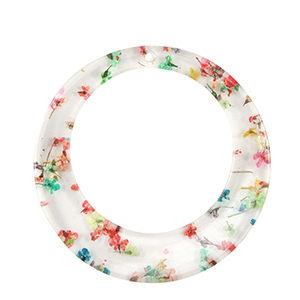 Resin Anh&auml;nger mit getrockneter Blume 39mm Gold-multicolour