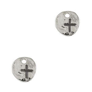 Metall Anh&auml;nger DQ irregular Kreuz Antik silber (Nickelfrei)