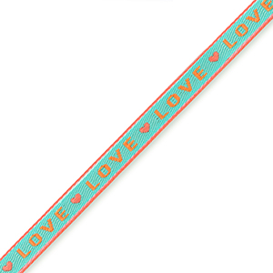 Schmuckband mit Text "love" Turquoise-orange