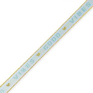 Schmuckband mit Text "good vibes" Ice blue-gold