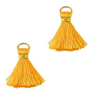 Perlen Quaste 2cm Gold-calypso orange