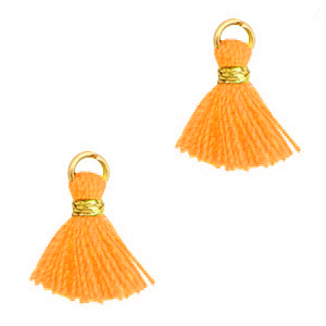 Perlen Quaste 1.2cm Gold-calypso orange