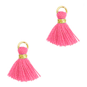 Perlen Quaste 1.2cm Gold-magenta pink