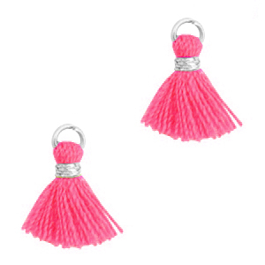 Perlen Quaste 1.2cm Silver-fuchsia neon pink
