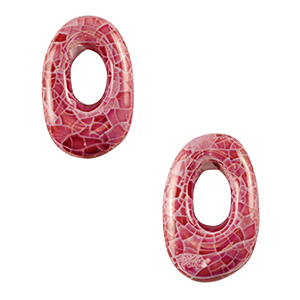 DQ Griechische Keramik Perlen Oval Mosaik Mauve pink