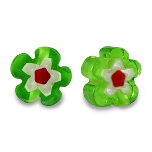 Millefiori-Perlen Blume Spring green