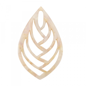 Resin Anh&auml;nger Blatt Pearl white-pink
