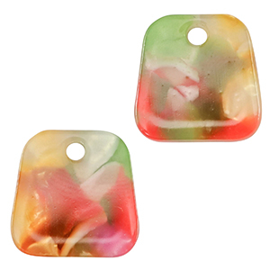 Resin Anh&auml;nger Trapez Multicolor pink-green