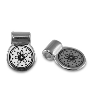 Metall Schieber DQ Blume Antik silber (Nickelfrei)