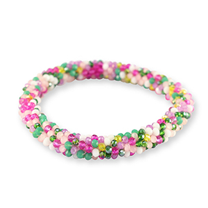 Facett Glas Armband Multicolour white-pink
