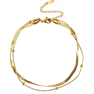 Fusskettchen aus Stainless Steel - Rostfreiem Stahl duo Layer Gold