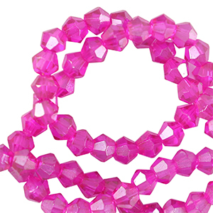 Glas Top Facett Perlen Bicone 3mm Neon pink
