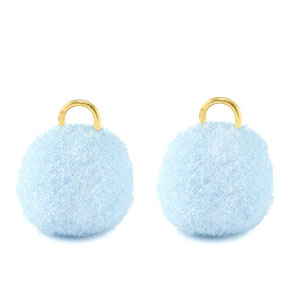 Pompom Anh&auml;nger mit &Ouml;se 10mm Gold-carolina blue
