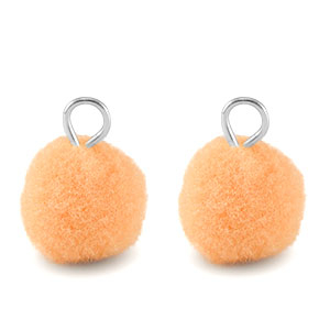 Pompom Anh&auml;nger mit &Ouml;se 10mm Silver-salmon orange