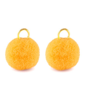 Pompom Anh&auml;nger mit &Ouml;se 10mm Gold-spectra yellow