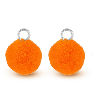 Pompom Anh&auml;nger mit &Ouml;se 10mm Silver-neon orange