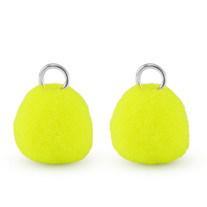 Pompom Anh&auml;nger mit &Ouml;se 10mm Silver-neon yellow