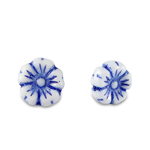 B&ouml;hmische Perlen Blume 7mm Strong blue-white