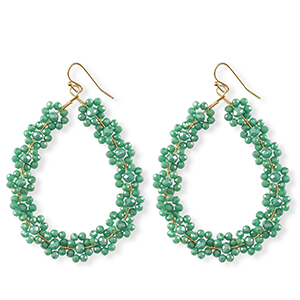 Top Facett Perlen Ohrringe Tropfen Gold-ocean green