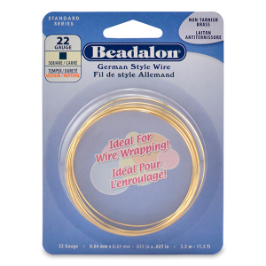 Beadalon German Style Wire 22Gauge Square Gold