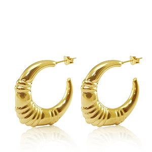 Ohrringe / Ohrstecker aus Stainless Steel - Rostfreiem Stahl Creolen Oval Gold