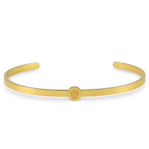 Geburtssteine Bangle Armband mit Fassung f&uuml;r SS16 Flatback aus Stainless Steel Gold