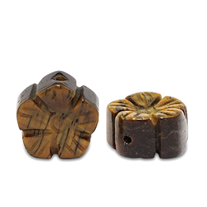 Naturstein Perlen Tigerauge Blume Golden brown