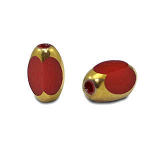 Glasperlen oval Facett Red-gold