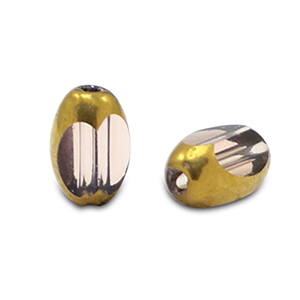 Glasperlen oval Facett Light aubergine purple transparent-gold