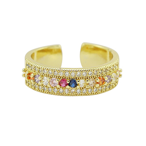 Brass TQ Metall Ring Zirkonia Gold-multicolour