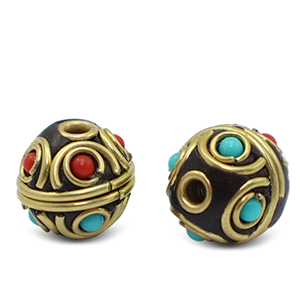Bohemian-Perlen Turquoise-red antique gold