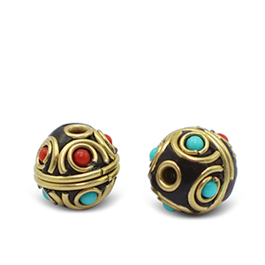 Bohemian-Perlen Turquoise-red antique gold