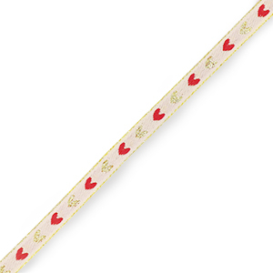 Schmuckband mit Text Herzen Pale pink-gold red