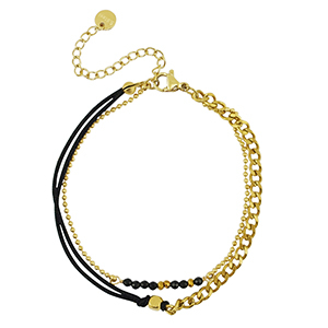 Armb&auml;nder aus Stainless Steel - Rostfreiem Stahl duo Layer Gold-black