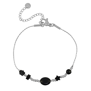 Armb&auml;nder aus Stainless Steel - Rostfreiem Stahl Stern Silver-black