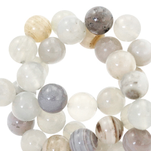 Naturstein Perlen Chalcedon (Quarz) und Achat 6mm Grey-beige multicolour opal