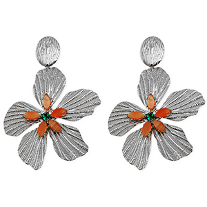 Ohrringe aus Stainless Steel - Rostfreiem Stahl Ohrstecker Blume Silver