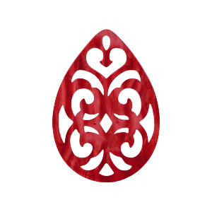 Resin Anh&auml;nger Tropfen Barock 38x27mm Chilli red