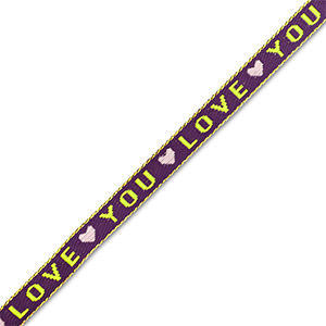 Schmuckband mit Text "love you" Purple-lime green