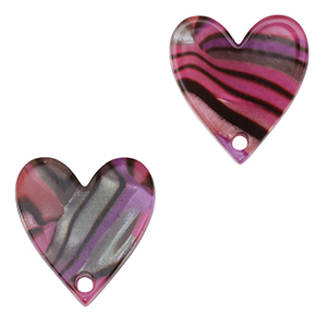 Resin Anh&auml;nger Herz Magenta pink-black